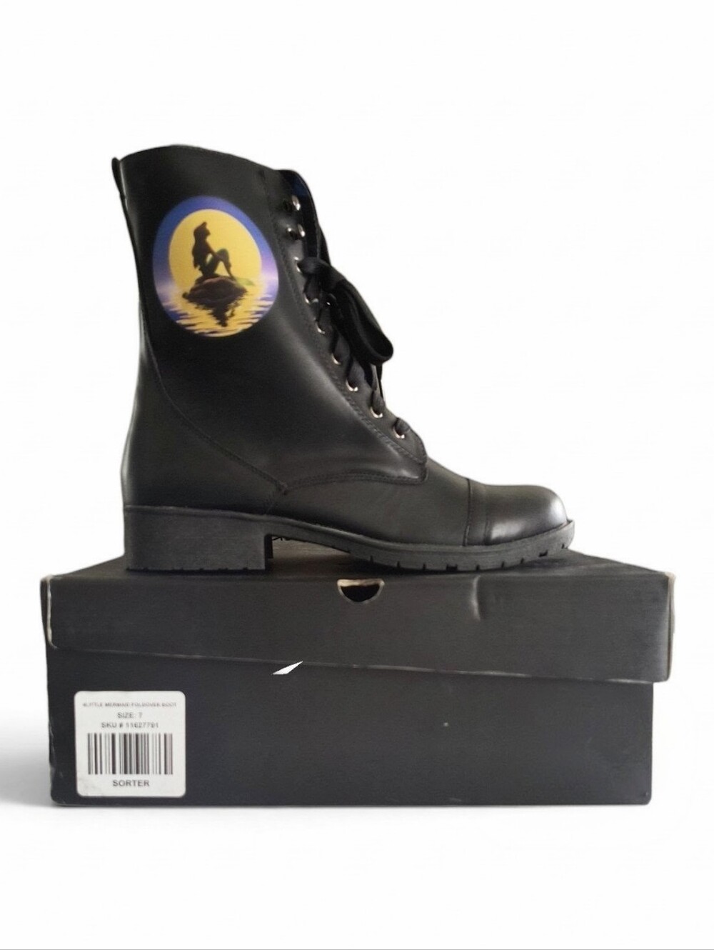 DisneyโThe Little Mermaid Ariel Silhouette Combat Boots Size 7